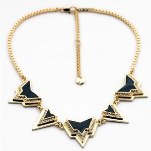 Juicy Couture All Over Pave Geo Crystal Drama Gold Chain Statement Necklace